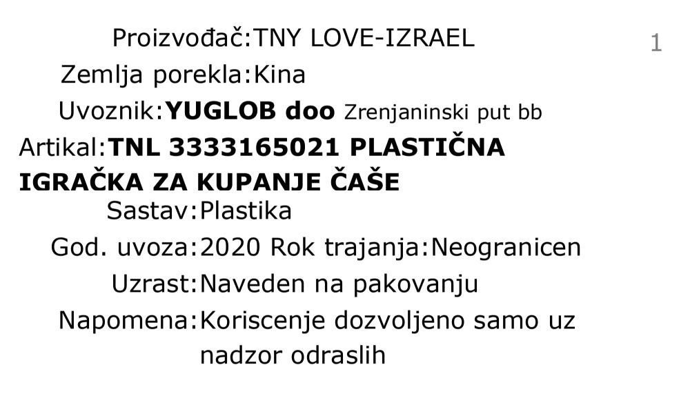Tiny Love  igračka  plastične čašice 3333165021 deklaracija